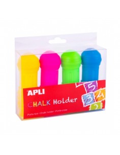 Apli Pack de 4 Portatizas para Tizas Jumbo - Previene Roturas - Ajuste de Longitud - Mayor Precision - Manos Limpias -