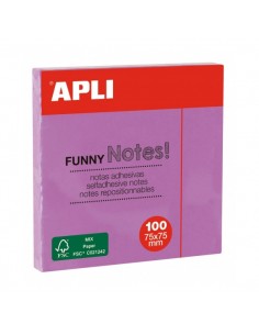 Apli Bloc de Notas Adhesivas - 100 Hojas - Papel Certificado FSC - Adhesivo Reposicionable - Color Violeta