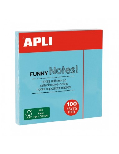 Apli Bloc de Notas Adhesivas - 100 Hojas - Papel Certificado FSC - Adhesivo en Base Agua - Reposicionables - Clasico Tamaño