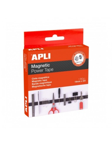 Apli Cinta Adhesiva Magnetica - Adhesivo por un Lado - Magnetico por el Otro - Facil de Cortar - Ideal para Manualidades y