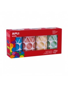 Apli Pack de 4 Rollos de Gomets Metalizados Geometricos Surtidos - 4.324 Gomets - Faciles de Separar - Ideales para