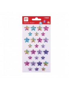 Apli Bolsa de Pegatinas de Estrellas - Tornasol - Relieve - Efecto Metalizado - Adhesivo Permanente - Ideal para Scrapbooking