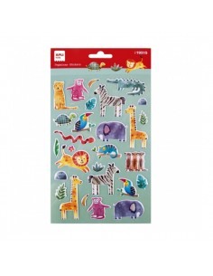 Apli Bolsa de Pegatinas Safari - Relieve y Detalles Metalizados - Adhesivo Permanente - Ideal para Scrapbooking y Decoracion