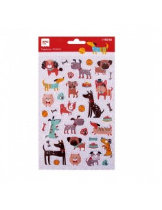 Apli Bolsa de Pegatinas de Perritos - Relieve - Detalles Metalizados - Adhesivo Permanente - Ideal para Scrapbooking y