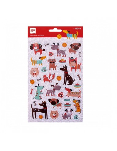 Apli Bolsa de Pegatinas de Perritos - Relieve - Detalles Metalizados - Adhesivo Permanente - Ideal para Scrapbooking y
