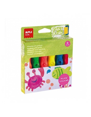 Apli Temperas en Tubo con Pincel - Practico y Sin Limpieza - Fomenta Creatividad y Colaboracion - Color Amarillo Fluorescente