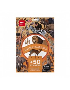 Apli Pack de 50 Pegatinas Removibles de Animales Sabana - Desarrolla Psicomotricidad Fina - Imagenes Realistas