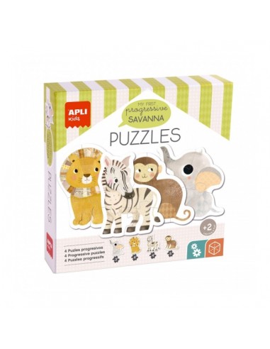 Apli Puzle My First Savanna - 16 Piezas Grandes - 4 Diseños de Animales - Potencia Psicomotricidad y Concentracion