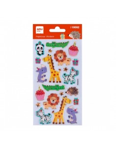 Apli Bolsa de Pegatinas Fiesta de Animales - Adhesivo Permanente - Ideal para Scrapbooking - Estimula Creatividad y
