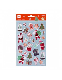 Apli Bolsa de Pegatinas Navideñas Ho Ho Ho - Adhesivo Permanente - Motivos Navideños - Ideal para Decorar Regalos y
