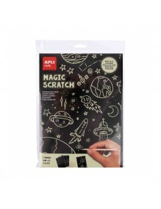 Apli Laminas Fosforescentes Magic Scratch Glow in the Dark - 8 hojas - 4 Palitos de Madera - Crea y Brilla en la Oscuridad -