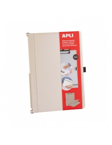 Apli Clipboard Plegable - Compacto y Facil de Transportar - Sujeta Hojas con Goma Elastica - Extension para Boligrafo -