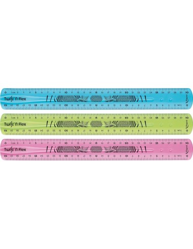 Maped Twist´n Flex Regla de Flexible 30cm - Irrompible - Doble Graduacion - Colores Aleatorios Azul-Rosa y Verde