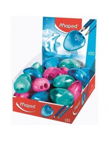 Maped I-Gloo Sacapuntas de 2 Orificios con Deposito de Gran Capacidad - Forma Ergonomica - Colores Surtidos