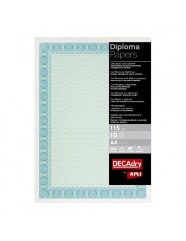 Apli Pack de 25 Hojas de Papel Certificado - Diseño Helico en el Marco - 115gr - Compatible con Impresoras y Escritura