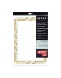 Apli Pack de 25 Hojas de Papel Certificado - Diseño Trenzado - 115gr - Ideal para Certificados y Diplomas - Compatible con