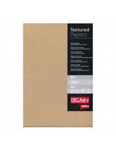 Apli Pack de 100 Hojas de Papel Verjurado Kraft - Alta Calidad - 95gr - Apto para Impresoras y Escritura Manual - Color Kraft