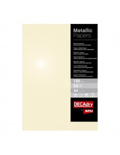 Apli Pack de 50 Hojas de Papel Metalizado - 130gr - Ideal para Invitaciones y Comunicaciones - Compatible con Impresoras