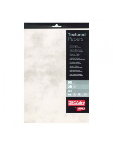 Apli Pack de 25 Hojas de Papel Textura Marmol - Ideal para Impresiones Especiales - Compatible con Impresoras Inkjet-Laser y