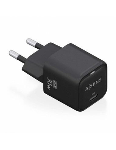 Aisens Cargador Gan USB-C 30W - Alta Eficiencia Energetica - Diseño Elegante y Moderno - Tecnologia AI para Carga Rapida -