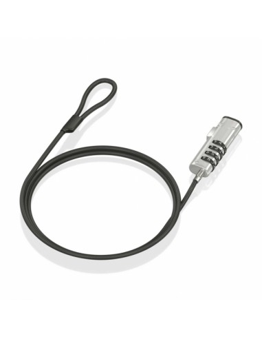 Aisens Cable de Seguridad Nano con Combinacion - Acero Revestido en Vinilo - Compatible con Ranura Nano 2.5x6mm - Cerradura