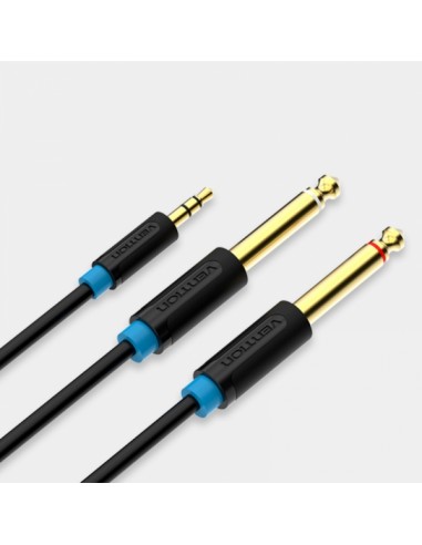 Vention Cable Estereo Jack 3.5 Macho a 2x Jack 6.5 Macho - 0.5m - Color Negro