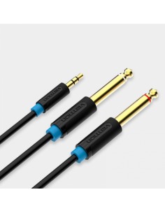 Vention Cable Estereo Jack 3.5 Macho a 2x Jack 6.5 Macho - 2m - Color Negro