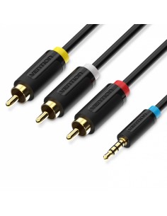 Vention Cable Estereo Jack 3.5 Macho a 3x RCA Macho - 1.5m - Color Negro