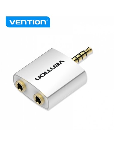Vention Adaptador Audio Jack 3.5 Macho a 2x Jack 3.5 Hembra - Color Blanco