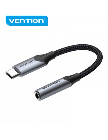 Vention Conversor USB Tipo-C Macho a Jack 3.5 Hembra - 0.10m - Color Negro
