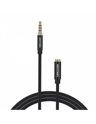 Vention Cable Estereo Jack 3.5 Macho a Jack 3.5 Hembra - 0.5m - Color Negro