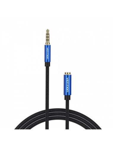 Vention Cable Extension Audio TRSS 3.5mm Macho a Hembra - 1.5m - Algodon Trenzado - Aluminio Azul