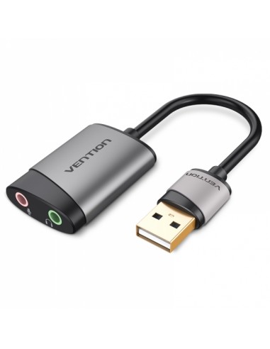 Vention Tarjeta de Sonido USB-A a 2xJack 3.5 Hembra - Color Gris