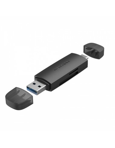 Vention Lector de Tarjetas Externo USB 3.0 y USB-C - Color Negro