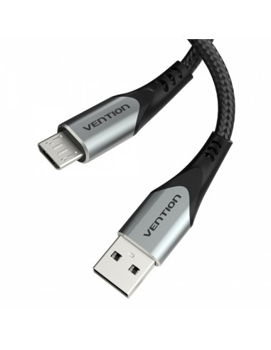 Vention Cable USB 2.0 Macho a MicroUSB Macho 60W 480Mbps - 1m - Color Gris