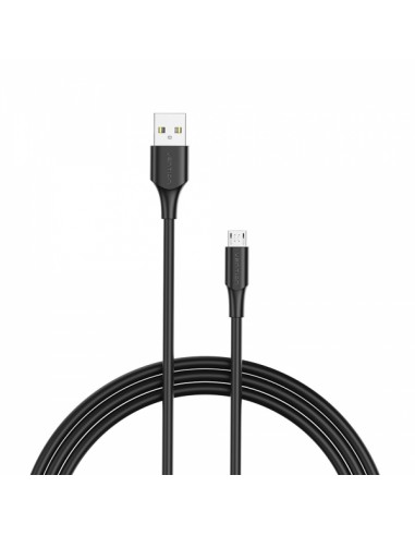 Vention Cable USB 2.0 Macho a MicroUSB Macho - 1m - 3A - 60W - 480Mbps - Color Negro