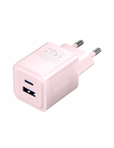 Vention Cargador de Pared GaN 2 Puertos USB (C A) (30W 30W) - Carga rapida EU - Color Rosa