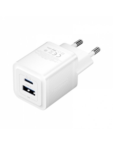 Vention Cargador de Pared GaN 2 Puertos USB (C A) (30W 30W) - Carga rapida EU - Color Blanco