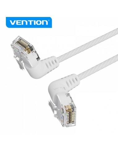 Vention Cable de Red UTP RJ45 Slim Cat.6A Cabeza Rotatoria Angulo 360-Recto - 1.5m - Color Blanco