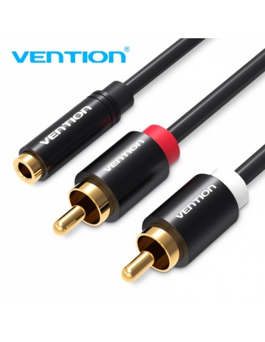 Vention Cable Estereo Jack 3.5 Hembra a 2x RCA Macho - 1m - Color Negro