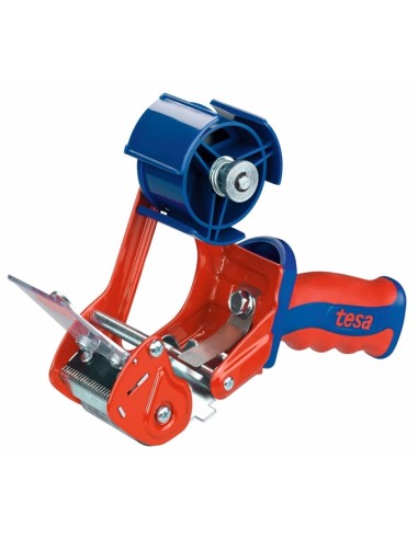 Tesa 6400 Comfort Precintadora para Rollos de hasta 50mm - Sistema de Cuchilla Protegida - Tension Ajustable Manualmente -