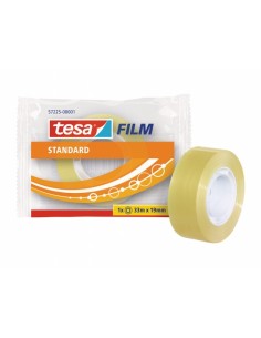 Tesa Tesafilm Standard Cinta Autoadhesiva Transparente 19mmx33m - Buena Adherencia y Alta Resistencia a la Luz UV - Sin PVC