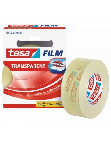 Tesa Tesafilm Cinta Autoadhesiva Transparente 19mmx33m - Resistente al Desgarro - Sin PVC