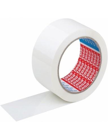 Tesa 4089 Precinto de Embalar 50mm x 132 Metros - Fabricado en Polipropileno - Adhesivo de Caucho Natural - Color Blanco