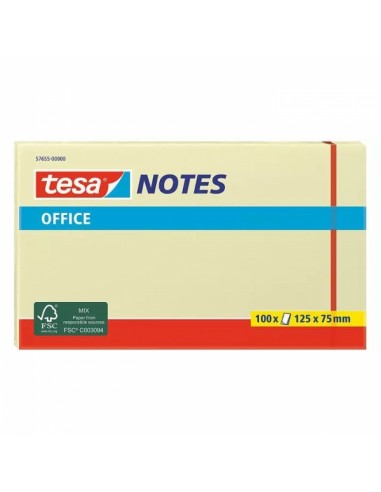 Tesa Notes Bloc de 100 Notas Adhesivas 125x75mm - Sin Disolventes - Reposicionables - Color Amarillo