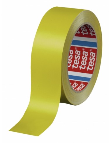 Tesa 60404 Cinta de Embalar Premium 12mm x 66 Metros - Fabricado en SPVC - Adhesivo de Caucho Natural - Color Amarillo