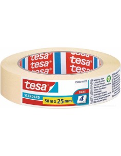 Tesa Standard Cinta de Pintor 25mm x 50m - Fabricada en Papel - Libre de Disolventes - No deja Residuos