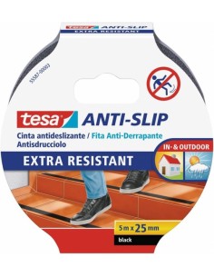 Tesa Cinta Adhesiva Antideslizante 25mm x 5m - Extremadamente Fuerte y Duradera - Adhesion muy Fuerte - Se puede Cortar a