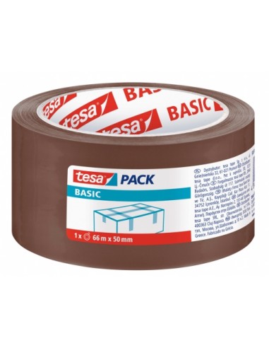 Tesa Basic Precinto de Embalar 50mm x 66 Metros - Fabricado en Polipropileno - Adhesivo Ecologico - Color Marron