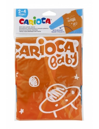 Carioca Delantal Baby 2-4 Años - Impermeable - Manga Larga - Bolsillos - Lavable a Maquina - Cierre con Velcro - Zona para